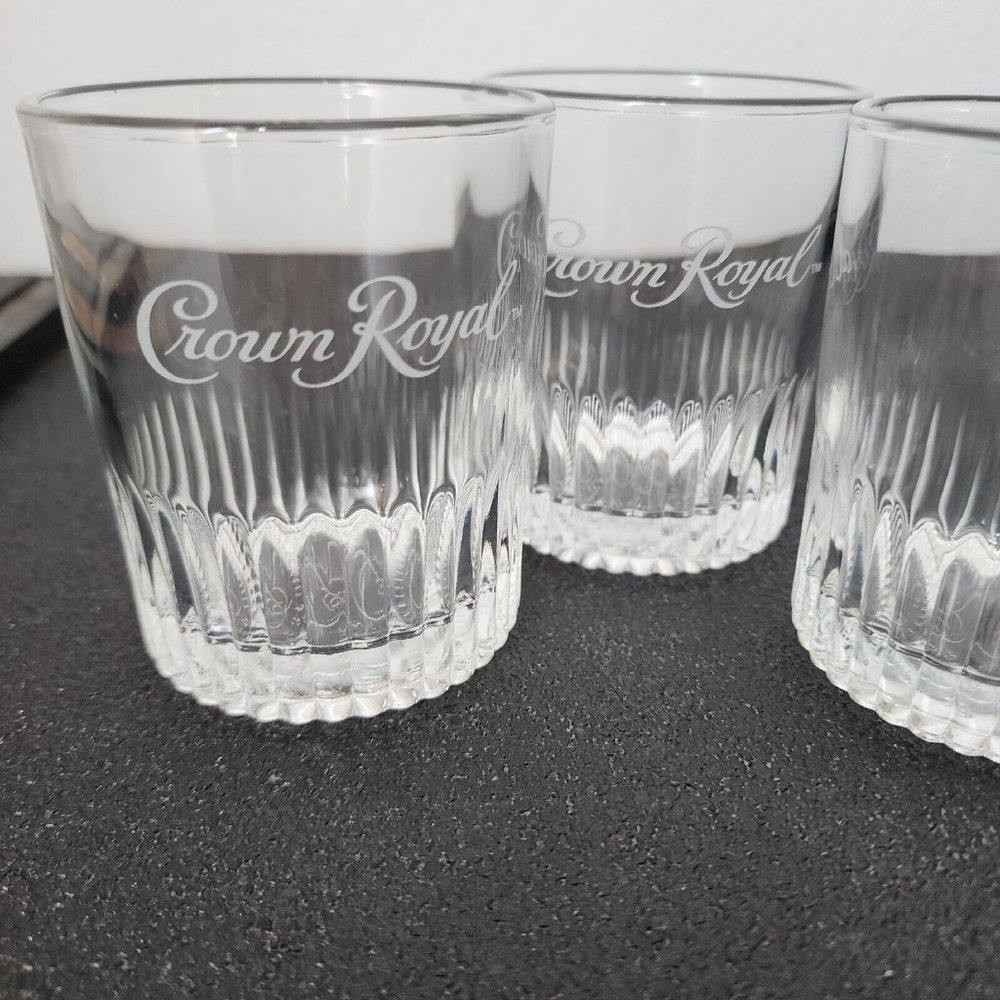 3) Crown Royal Whiskey Old Fashioned Rocks Glasses base shows logo est 1939